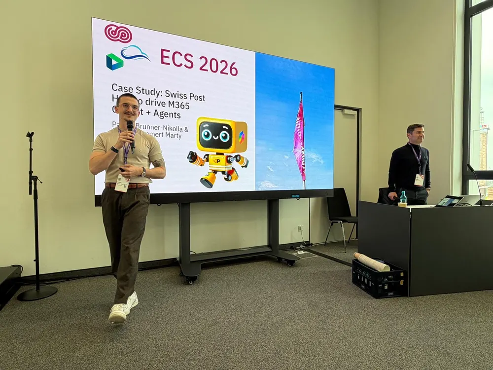 Pascal Brunner-Nikolla on stage at European Collaboration Summit 2026